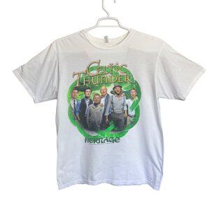 CELTIC THUNDER T-Shirt Mens L White Cotton 2011 Fall Tour Graphic Band Tee